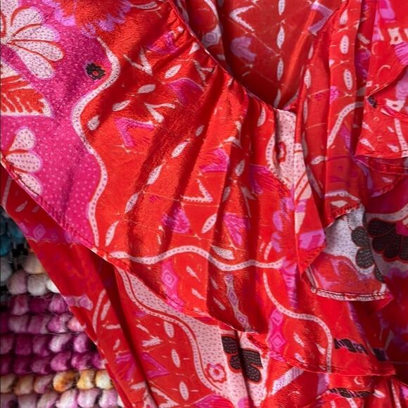 Floral Red Wrap Dress - Picture 5 of 7